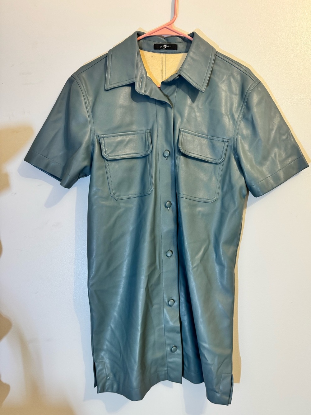 Faux Leather Dusty Blue Dress